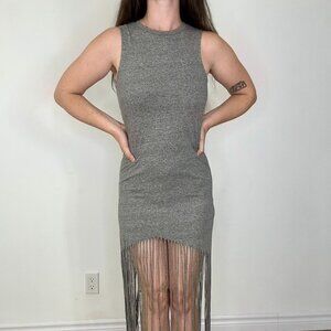 *C'est Moi Tank Body Con Grey Fringe Mini Dress